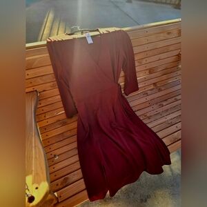 Classy Raspberry Red Wrap Dress